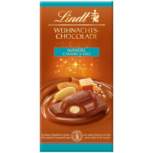 Lindt Weihnachts-Chocolade Mandel, Caramel & Salz Tafel 100g