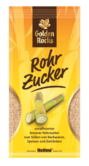 Hellmi Golden Rocks Rohrzucker aus Zuckerrohr 500g