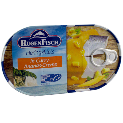 RügenFisch Heringsfilets in Curry-Ananas-Creme 200g