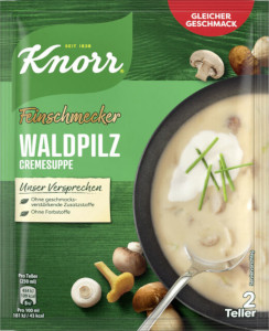 Knorr Feinschmecker Waldpilz Cremesuppe 48g für 2 Teller
