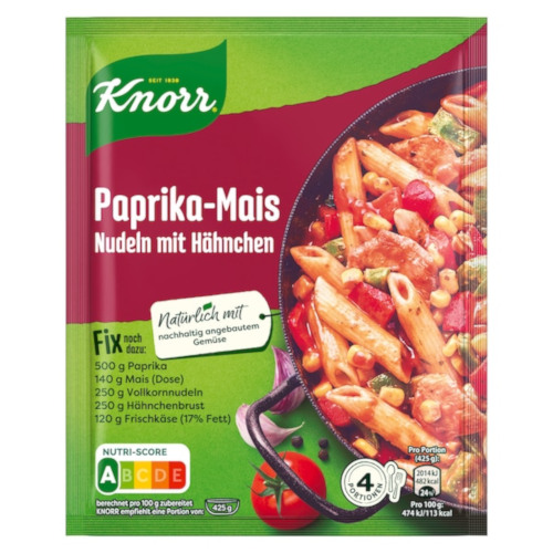 Knorr Fix Paprika-Mais Nudeln mit Hähnchen 42g x 3 er